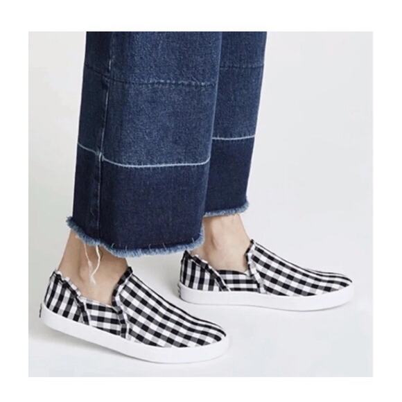 Keds + Kate Spade Black/White Gingham Canvas Slip On Sneakers Size 6.5 - Picture 1 of 12